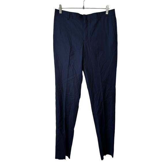 Nordstrom New Mens Tech Smart Trim Fit Wool Blend Dress Pants Navy Blue 32R Work - Picture 1 of 13